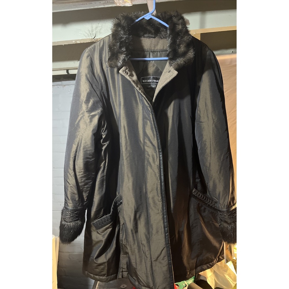 Regent Park Faux Fur collar  Womens 1X Jacket NWT BROWN VTG